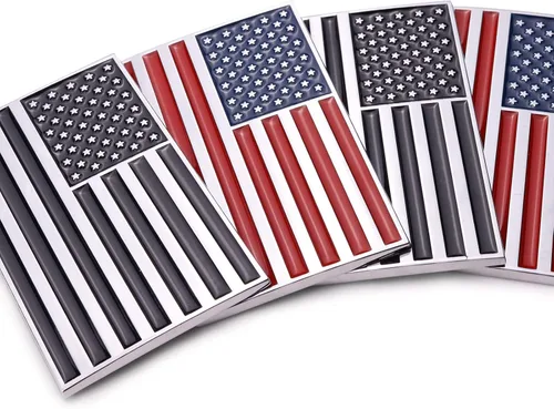 Vista 5 de Adhesivo metálico 3D de bandera estadounidense negra para automóvil, 3.15 x 2 pulgadas, emblema de aleación de zinc para camión, automóvil, Negro