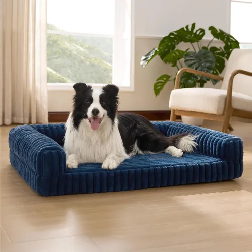 Vista 15 de Bedsure - Cama ortopédica para perros pequeños, cama impermeable de espuma viscoelástica con lados, sofá de espuma de nido de abeja para perros