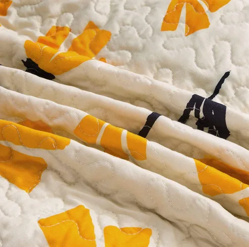 Vista 8 de DaDa Bedding - Juego de colcha acolchada con diseño floral botánico de flores amarillas y doradas, diseño de tulipanes de primavera, bordes