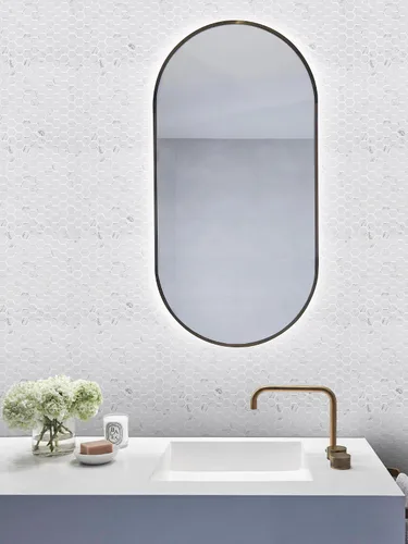 Vista 5 de 5 hojas de azulejos de mosaico de mármol de ingeniería para salpicaduras de cocina, suelo de baño de baño, colección hexagonal de 1 pulgada