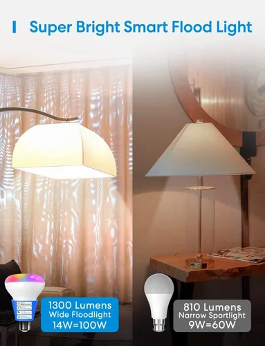 Vista 3 de Meross Bombilla inteligente, bombillas LED BR30 con WiFi de inundación compatibles con Apple HomeKit, Alexa, Google Assistant y SmartThings