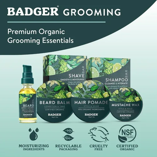 Vista 4 de Badger - Pomada para el cabello para hombres, certificada orgánica, pomada de agarre medio con gran brillo, aceites esenciales, pomada