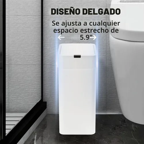 Vista 4 de SYNCVIBE Paquete de 2 cubetas de basura para baño con tapa - 2.5 galones y 4 galones con sensor de movimiento, basurero inteligente, papelera