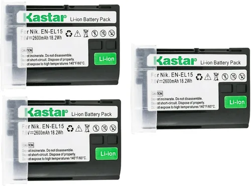 Vista 4 de Kastar Paquete de 1 batería de repuesto EN-EL15 para Nikon D7500, Z 6, Z6, Z6 II, Z 7, Z7 II, Z 7 Q3, Z7Q3, 1 V1, D500, D600, D610, D750, D780