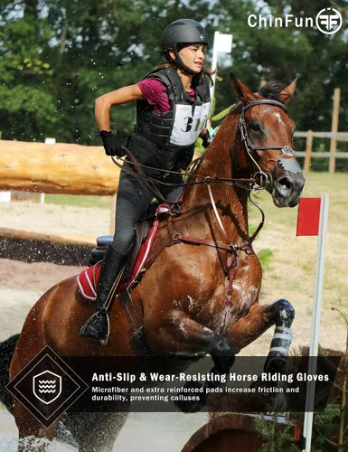 Vista 4 de ChinFun Guantes de equitación prémium para mujeres y jóvenes, transpirables, ligeros, con agarre cómodo