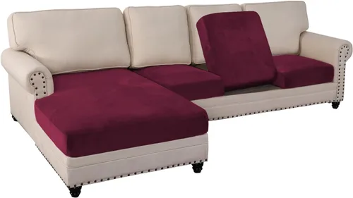 Vista 16 de PrinceDeco Fundas de cojín para sofá, funda elástica y lavable, funda de cojín ajustable de tela de terciopelo antideslizante, protector de muebles