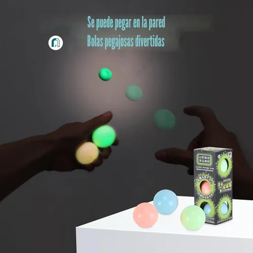 Vista 4 de 3 piezas de 2.4 pulgadas Bolas Lumi, Bolas de Ensueño, Bolas Adhesivas que Brillan en la Oscuridad que se Pegan al Techo, Aliviadores de Estrés