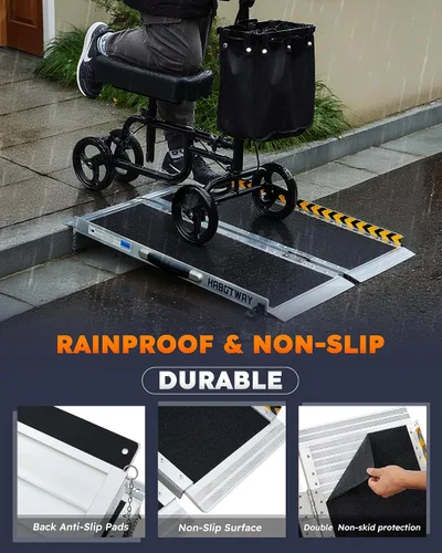 Vista 4 de HABUTWAY Rampas para sillas de ruedas de 3 pies para escalones del hogar, rampa portátil para sillas de ruedas con capacidad de hasta 800 libras