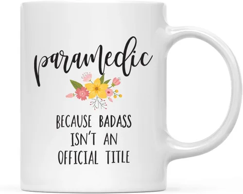 Vista 32 de Andaz Press Taza de café de 11 onzas, regalo de broma, tía porque Badass no es un título oficial, gráfico floral, 1 paquete