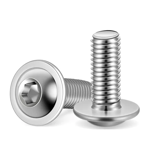 Vista 10 de M3-0.5 x 8 mm Tornillos de cabeza de botón con brida, tornillos de cabeza de zócalo, acero inoxidable 18-8 (304), acabado brillante, rosca completa