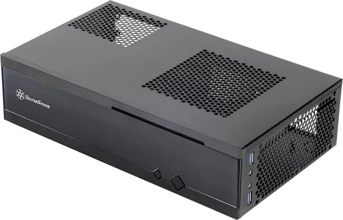 Vista 4 de SilverStone Technology Milo Series - Carcasa para centro de medios Micro-ATX de aluminio/acero, color negro (ML03B)