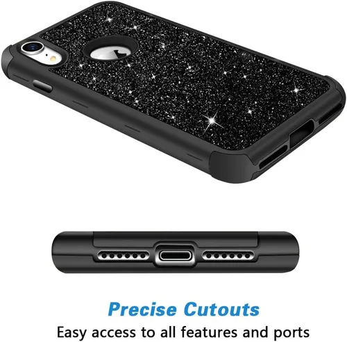 Vista 4 de Hython Compatible con Funda para iPhone XR, Protector Defensor de Cuerpo Completo de Servicio Pesado con Purpurina Brillante Reluciente, Carcasa