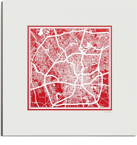 Vista 30 de O3 Design Studio San Diego, CA Paper Cut Map Matted Grey 20x20 in Paper Art