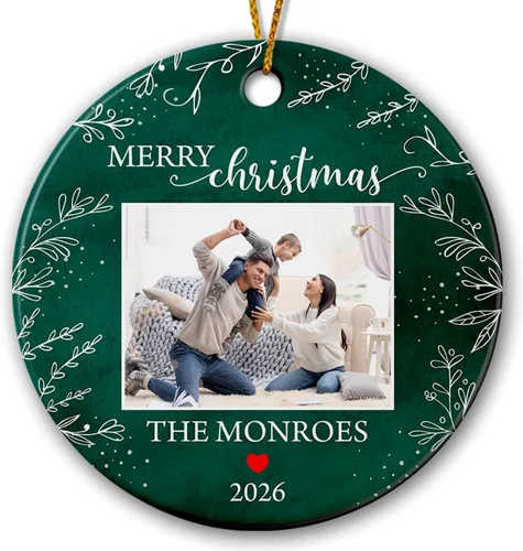 Vista 23 de Foto personalizada para el primer adorno de Navidad del bebé 2026, regalo de recuerdo del bebé, adornos de foto de primera Navidad para bebé