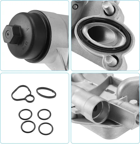 Vista 6 de X AUTOHAUX 93186324 Conjunto de adaptador de carcasa de filtro de aceite del enfriador de aceite del motor con juntas para Chevy Aveo para Chevrolet