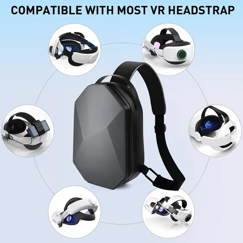 Vista 2 de Correa de cabeza de batería para Oculus Quest 2 y estuche rígido (negro)