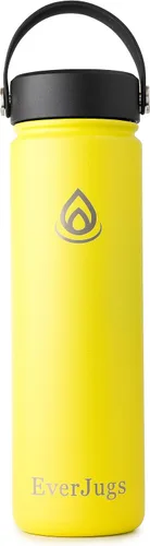 Vista 14 de Botella de agua de 22 onzas, boca ancha, botella de acero inoxidable de alta calidad con tapa de agarre, doble pared aislada al vacío, taza térmica