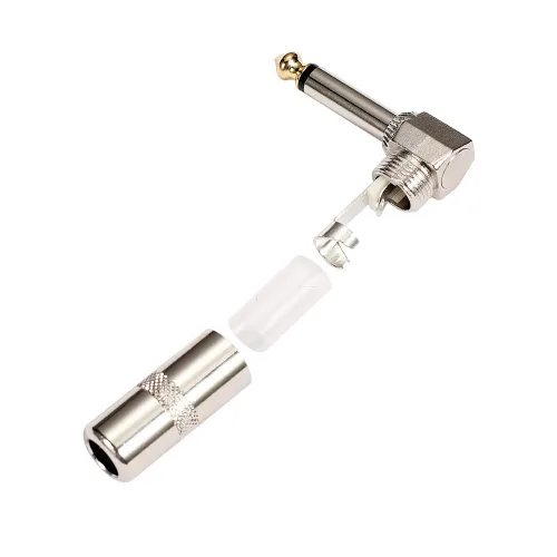 Vista 3 de Enchufe de ángulo recto de 90 grados de audio de 1/4 pulgadas, conector de soldadura TS mono macho resistente de 0.250 in para cables de altavoz