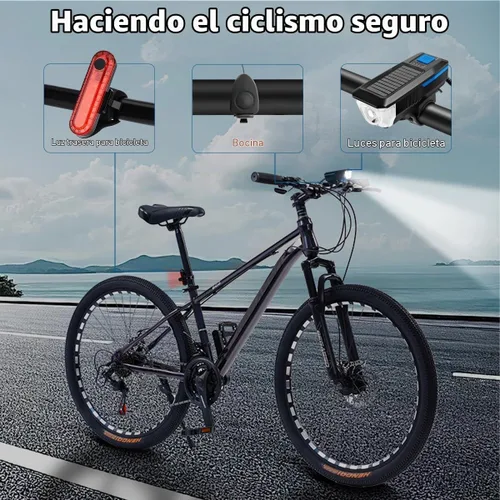 Vista 7 de LEDHOLYT Rechargeable Solar Bike Lights, Night Ultra Bright Bicycle Lights