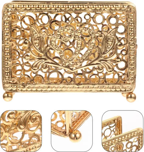 Vista 7 de Retro Metal Napkin Holder Upright Serviette Rack Gold Rectangular Iron Napkin Stand for Restaurant Table and Home Kitchen Decor