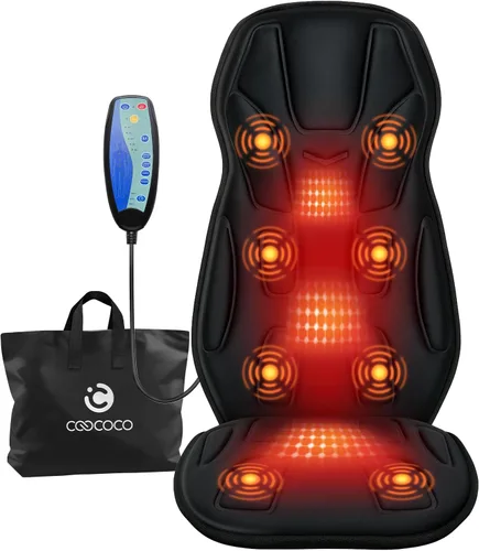 Vista 8 de CooCoCo - Masajeador de espalda de vibración con calor, almohadilla para silla de masaje para sofá