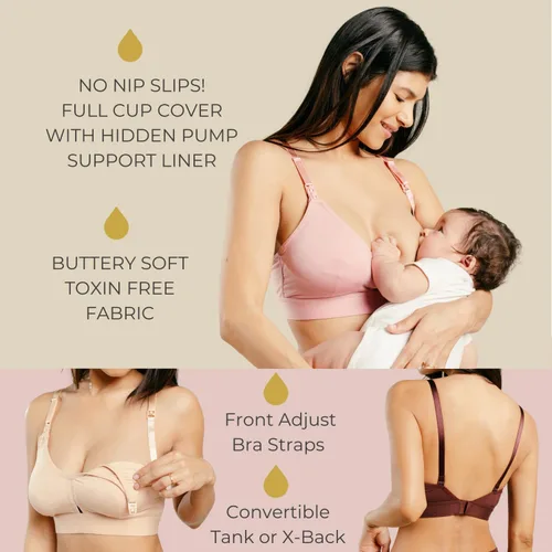 Vista 3 de Supermom - Brasier de bombeo y lactancia, brasier de maternidad manos libres para amamantar, cómodo y suave brasier de extracción de leche