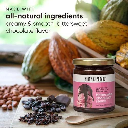 Vista 3 de King's Cupboard Salsa de chocolate agridulce, la salsa de dulce de azúcar caliente perfecta para cubrir helados y postres, llovizna de café