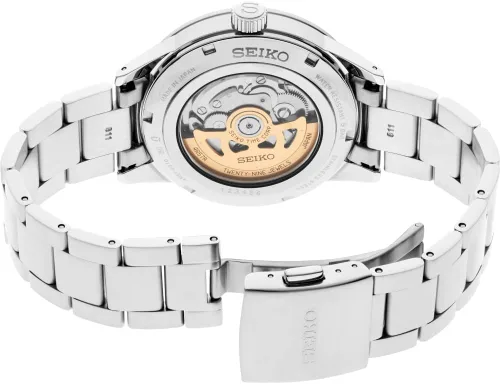 Vista 4 de Seiko Reloj automático con correa de acero inoxidable plateada para hombre
