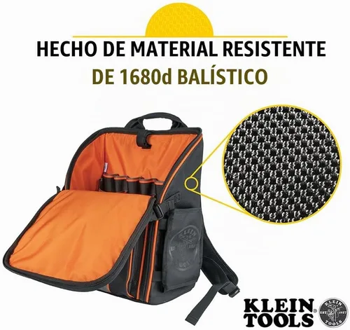 Vista 4 de Klein Tools 55482 Mochila para herramientas, organizador de herramientas resistente Tradesman Pro con 21 bolsillos e interior grande, resistente al