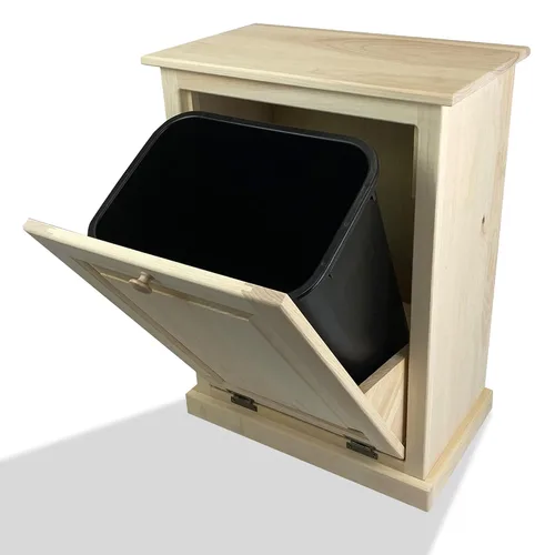 Vista 9 de Peaceful Classics Gabinete de basura – Armario escondido hecho a mano para botes de basura – Papelera decorativa para baño, papelera de oficina