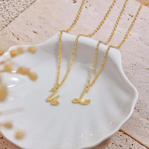 Vista 9 de TEWIKY Initial Necklace for Women Girls, 14k Gold Filled Necklaces Dainty Gold Letter Pendant Necklace Trendy Waterproof Simple Cute Necklaces