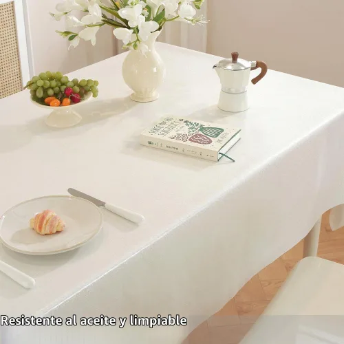 Vista 5 de TruDelve Mantel de Vinilo con Respaldo de Franela Mantel de Mesa de Plástico Blanco Cuadrado Manteles de Mesa para Fiestas Impermeables Cubierta