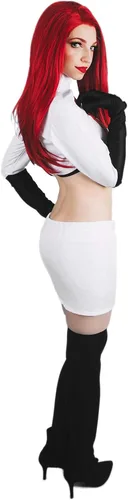 Vista 5 de DAZCOS Disfraz de anime para mujer, talla estadounidense, con guantes y calcetines, Blanco