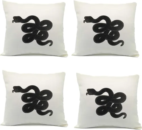 Vista 4 de Funda de almohada con bordado de serpiente, funda de cojín para decoración del hogar, cuadrado suave, 18 x 18 pulgadas