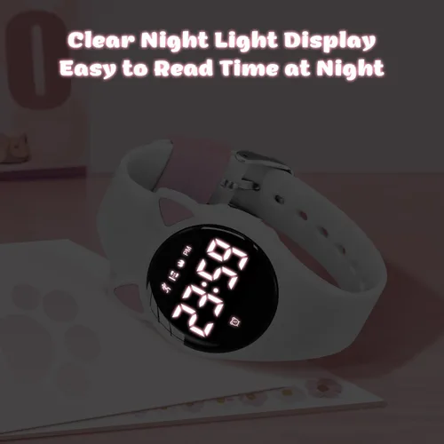 Vista 8 de Relojes digitales para niños y niñas, reloj deportivo con rastreador de fitness, podómetro, reloj despertador, cronómetro, no necesita aplicación