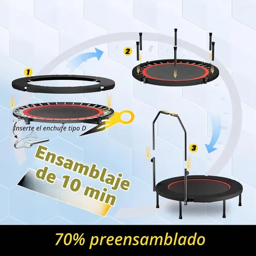 Vista 5 de Mini trampolín plegable de 42 pulgadas con mango ajustable de 5 niveles