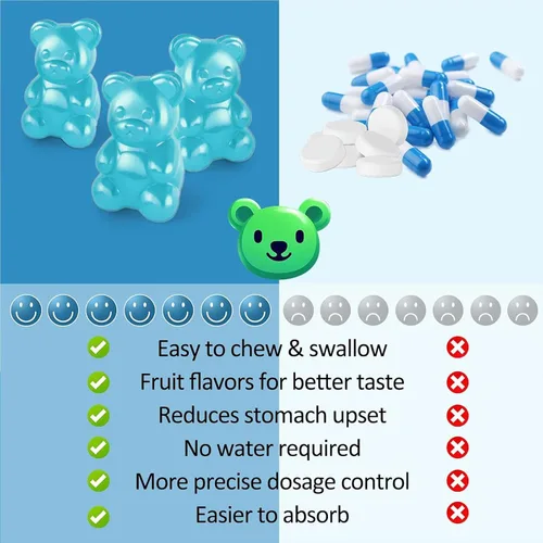 Vista 2 de Gomitas de glicinato de magnesio de 500 mg, sin azúcar para adultos y niños, gomitas de magnesio para dormir, alivio del estrés y muscular, apoya