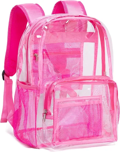 Vista 12 de Vorspack Mochila Clara Transparente - Mochila Transparente de PVC de Servicio Pesado See Through para Universidad y Lugar de Trabajo Negro