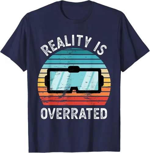 Vista 22 de Reality is Overrated VR - Camiseta divertida de regalo de realidad virtual, Negro, S