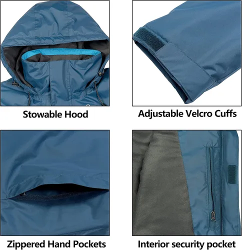 Vista 6 de Little Donkey Andy Chaqueta de Esquí y Snowboard Impermeable para Mujer, Abrigo Cálido Resistente al Viento con Capucha Desmontable