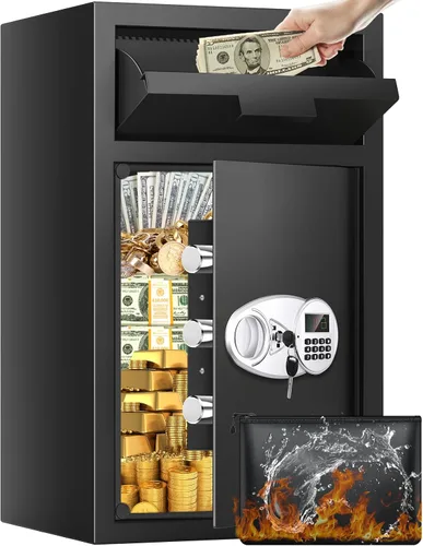Vista 10 de Caja de seguridad depositaria de 2.6 pies cúbicos para negocios con ranura de colocación rápida, cajas de seguridad para efectivo con pantalla LCD