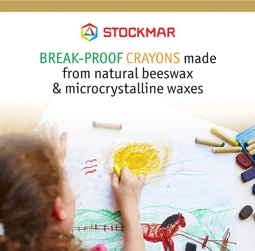Vista 4 de Stockmar Juego de 16 crayones de cera de abejas, no tóxicos, crayones gigantes, crayones de cera de abeja para niños pequeños, niños - Waldorf