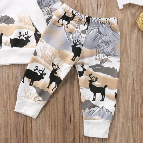 Vista 6 de Conjunto de 2 piezas de sudadera con capucha para bebé y niño, diseño de dinosaurio. Atuendo de otoño e invierno.
