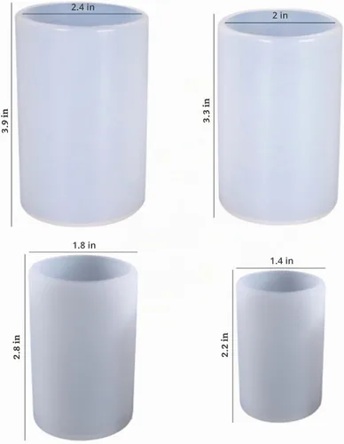 Vista 4 de Paquete de 4 moldes redondos de silicona para velas y chocolate, cilindro 3D y molde hecho a mano para velas y jabón