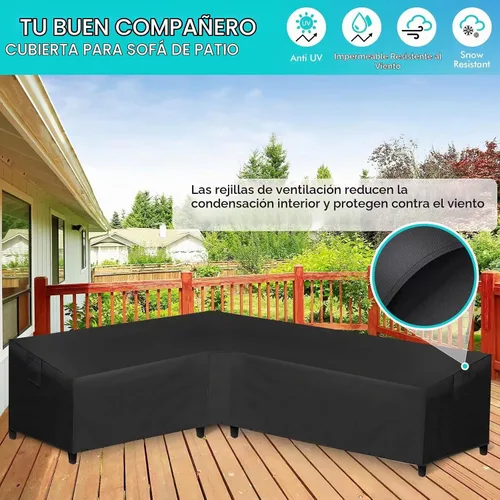 Vista 6 de WLEAFJ Funda de sofá modular para patio en forma de L, impermeable, de alta resistencia para exteriores con ventilación, con orientación a