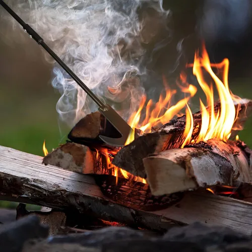 Vista 7 de Stanbroil Póquer de fuego para hoguera, 36 pulgadas de alta resistencia con mango resistente al calor, herramientas de acero sólido para chimenea