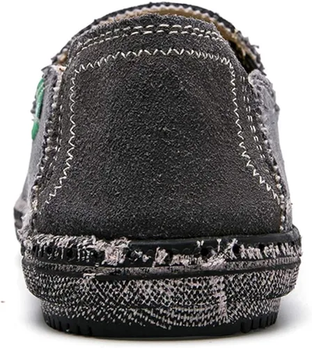 Vista 4 de CASMAG Zapatos de tela para hombre, estilo casual, zapatos de lona antideslizantes para ocio, estilo vintage, zapatos náuticos planos