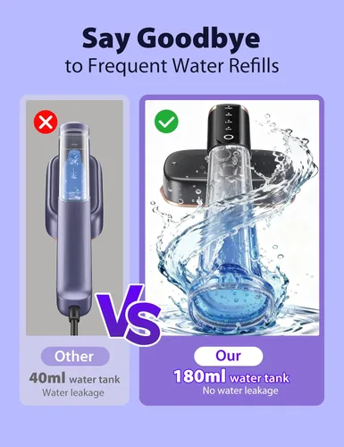 Vista 4 de Vaporizador de viaje para ropa con depósitos de agua de 6.1 fl oz, calentamiento rápido de 15 segundos, rendimiento de vapor fuerte de 0.91 oz/yd²