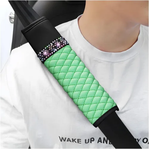 Vista 9 de zipelo 2 fundas para cinturón de seguridad de automóvil, almohadillas de cuero transpirable que protegen tu cuello, correas de arnés para una