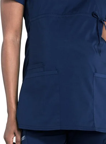 Vista 3 de Cherokee Women's Maternity Scrub Top with 3 Pockets Mock Wrap WW685